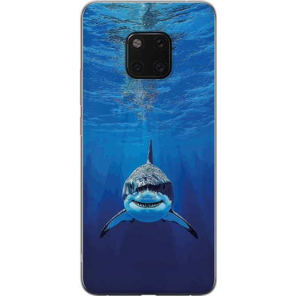 Kompatibelt Mobilskal till Huawei Mate 20 Pro Närbild av en vithaj under vattnet blå