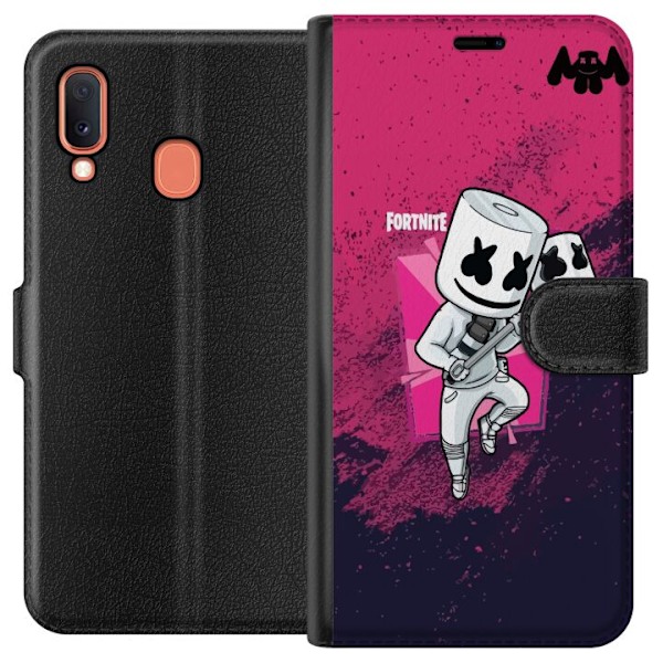 Samsung Galaxy A20e Plånboksfodral Marshmello Fortnite Skin Emote Gaming DJ Karaktär Populärt Motiv Barn Ungdom Trend