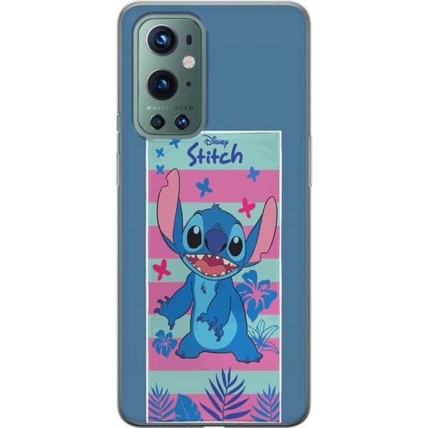 Kompatibelt Mobildeksel til OnePlus 9 Pro Stitch med tropiske blader og pastellstriper blå