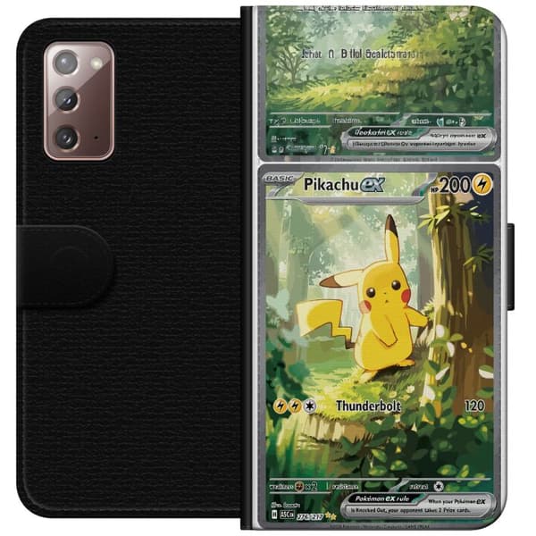 Kompatibel Tegnebogsetui til Samsung Galaxy Note20 Pikachu grøn