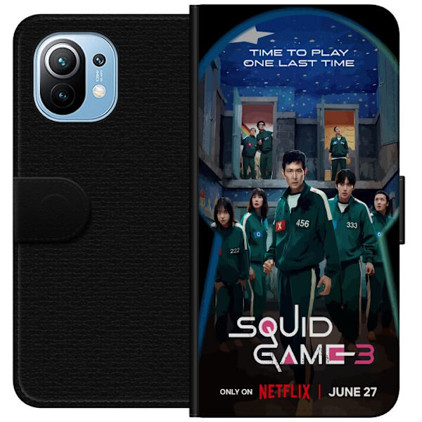 Xiaomi Mi 11 Plånboksfodral Squid Game Säsong 3 Seriefigurer Populärt TV Serie Motiv Ikoner Spänning Drama Asiatisk Design Trend
