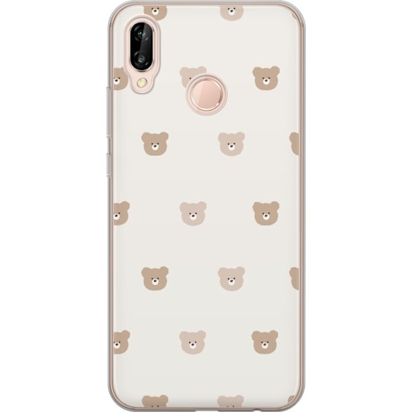 Huawei P20 lite Läpinäkyvä kuori Teddy-tausta - söpöt teddykarhut pehmeällä taustalla