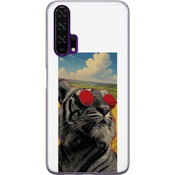 Kompatibelt Mobildeksel til Honor 20 Pro Cool tiger med røde solbriller i popkunststil grå