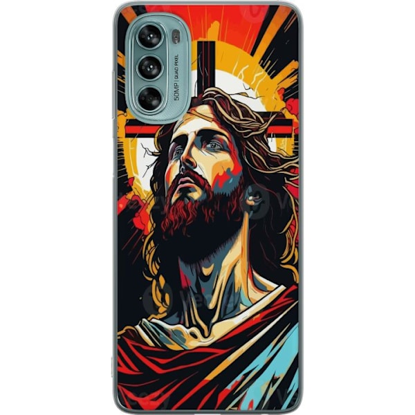 Motorola Moto G62 5G Gjennomsiktig deksel Jesus & Kort - relig