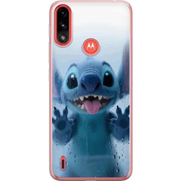 Motorola Moto E7 Power Genomskinligt Skal Stitch Window View
