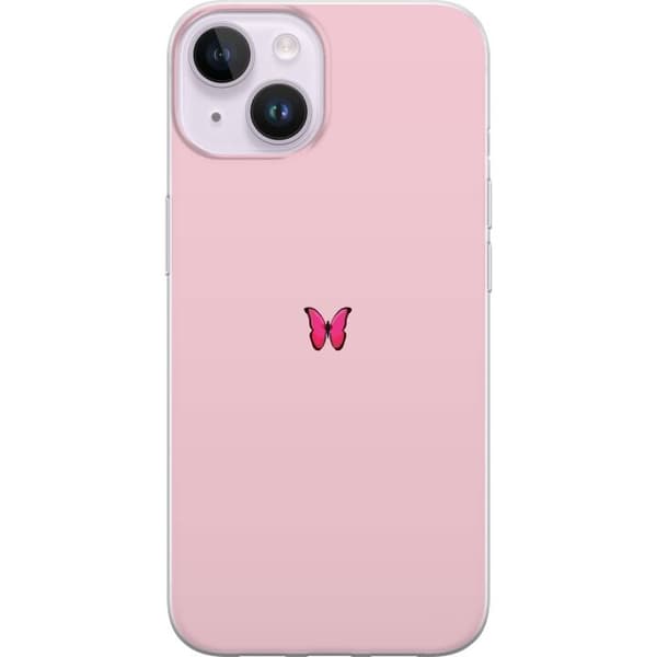 Kompatibelt Mobildeksel til Apple iPhone 14 Rosa sommerfugl