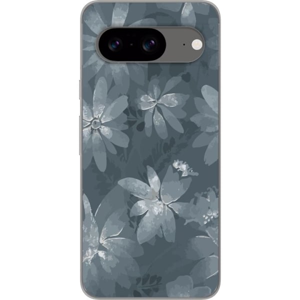 Google Pixel 8 Gennemsigtig cover Blomster Grå / Blå