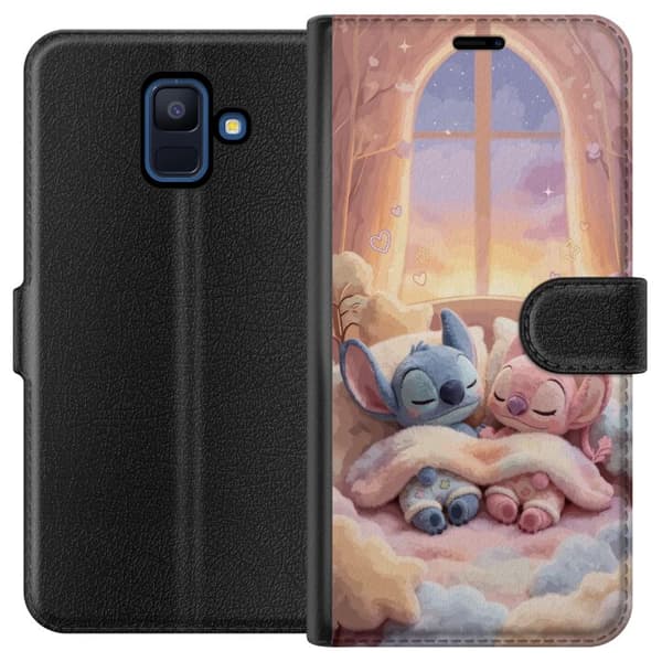Kompatibelt Plånboksfodral till Samsung Galaxy A6 (2018) Sovande blå och rosa figurer rosa
