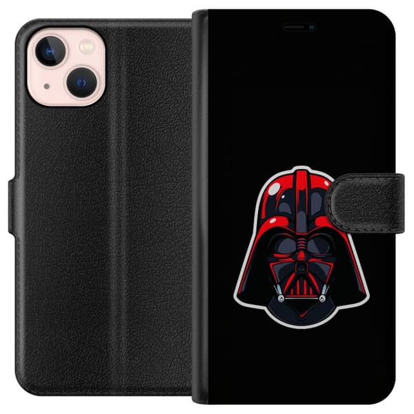 Kompatibel Tegnebogsetui til Apple iPhone 13 Rød og sort hjelm i minimalistisk science fiction-design sort