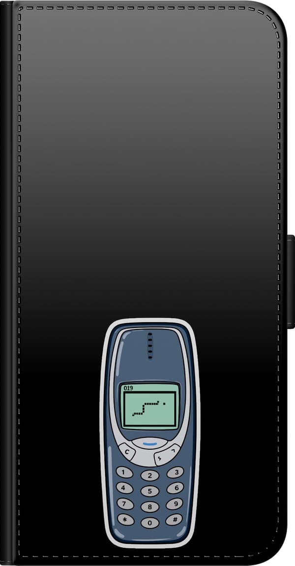 Kompatibel Tegnebogsetui til Samsung Galaxy Note10+ Retromobil - Gråt motiv med retrotelefon med spil på skærmen. grå