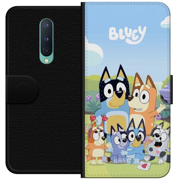 OnePlus 8 Plånboksfodral Bluey mobilskal med hela familjen i färgglad design