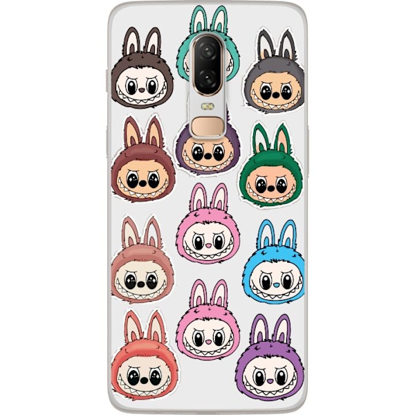 OnePlus 6 Läpinäkyvä kuori Labubu Macaron Monster - Söpö