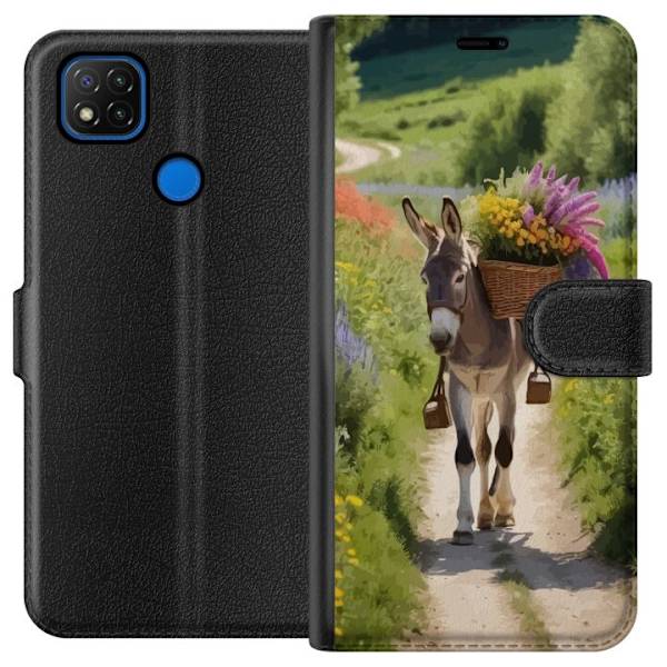 Xiaomi Redmi 9C Plånboksfodral Åsna Djurmotiv Rolig Design Naturmotiv Populär Dekor Humor Grafiskt Djurtema Exotiskt