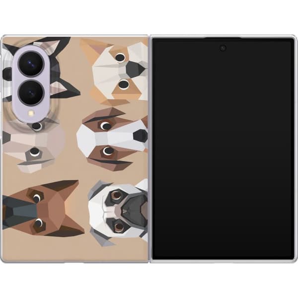 Kompatibelt Mobildeksel til Samsung Galaxy Z Fold8 Beige polygonhunder beige