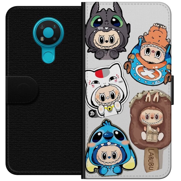 Nokia 3.4 Plånboksfodral Labubu figursamling – Pop Mart Lab