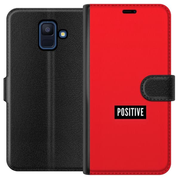 Kompatibelt Plånboksfodral till Samsung Galaxy A6 (2018) Positive text röd