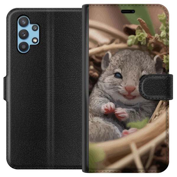 Samsung Galaxy A32 5G Plånboksfodral Råtta Leende Djurmotiv Stadsmotiv Urban Grafisk Design Populärt Roligt Motiv Art Stil