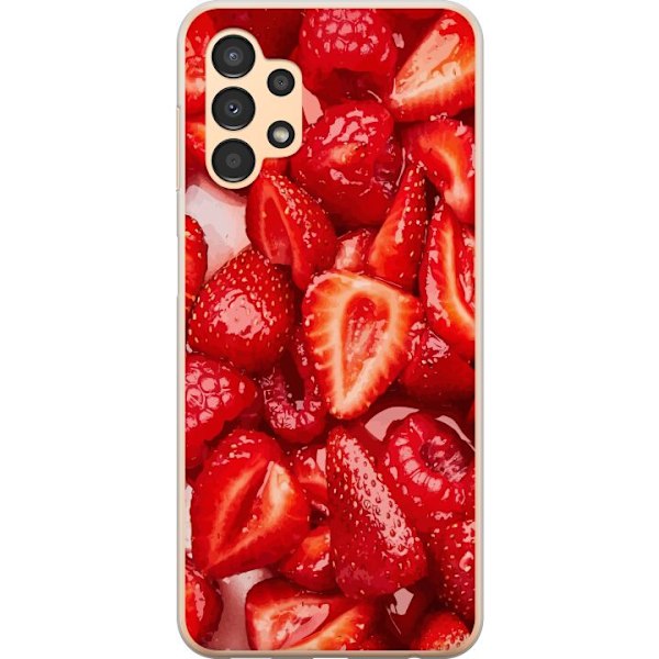 Samsung Galaxy A13 Läpinäkyvä kuori Mansikkakuviointi - mak