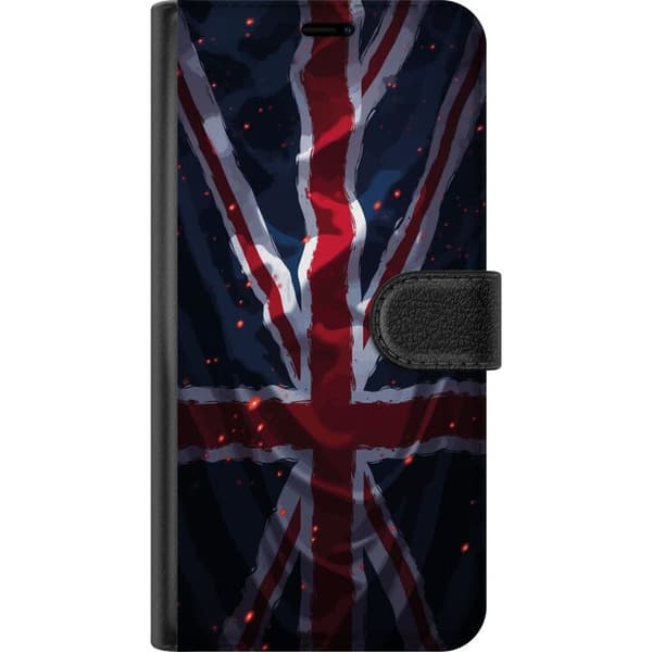 Kompatibelt Lommeboketui til Google Pixel 8a Kunstnerisk britisk flagg med mørk grungeeffekt flerfarget