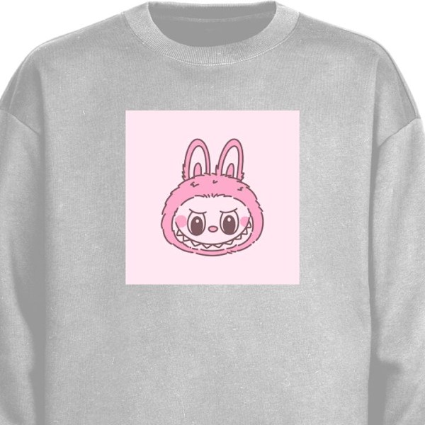 Sweatshirt för Vuxen | Klassisk Collegetröja Labubu Zodiac Bunny Edition grå S