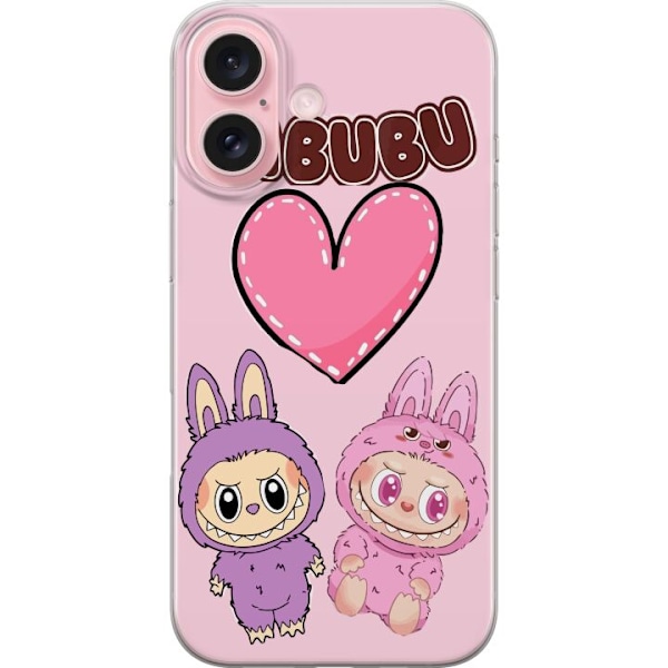 Apple iPhone 16 Läpinäkyvä kuori Labubu Pink Monster