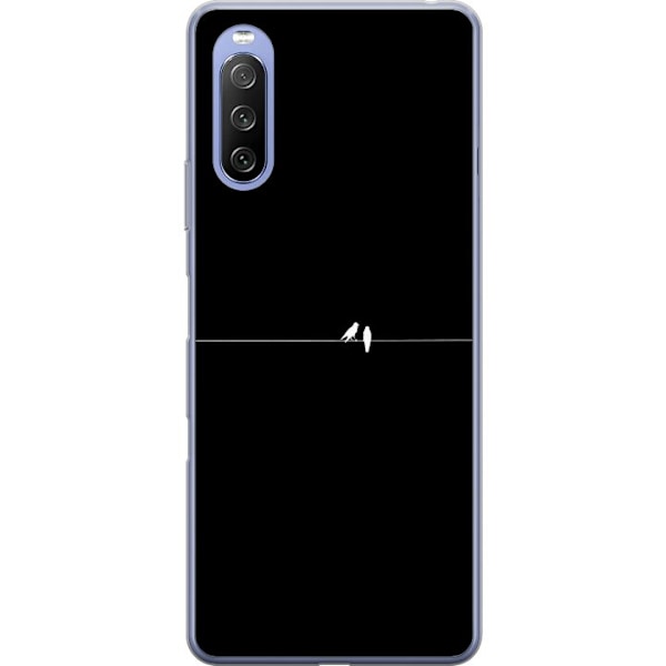 Sony Xperia 10 III Lite Läpinäkyvä kuori Minimalistiset linnut musta