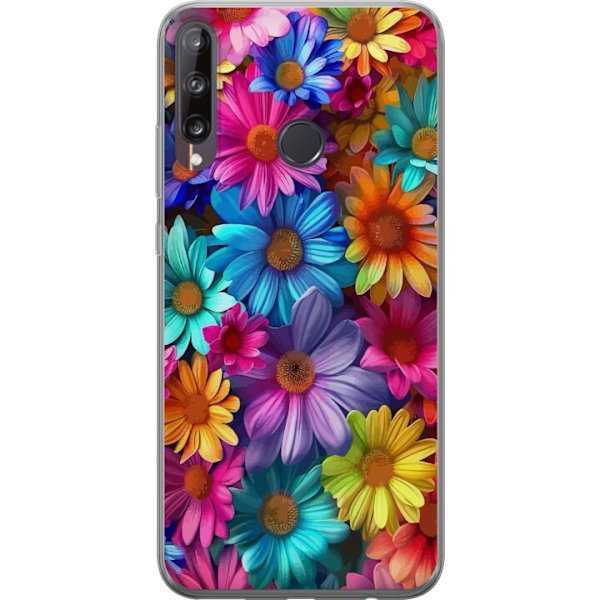 Huawei P40 lite E Genomskinligt Skal Gerbera Blommor Färgglad Dekor Blommotiv Populärt Heminredning Färg Rik Väggkonst Design