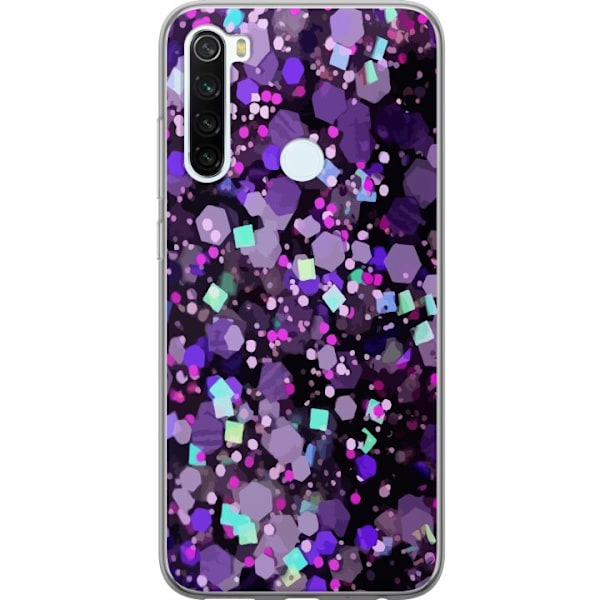 Xiaomi Redmi Note 8 Gjennomsiktig deksel Lilla Glitter