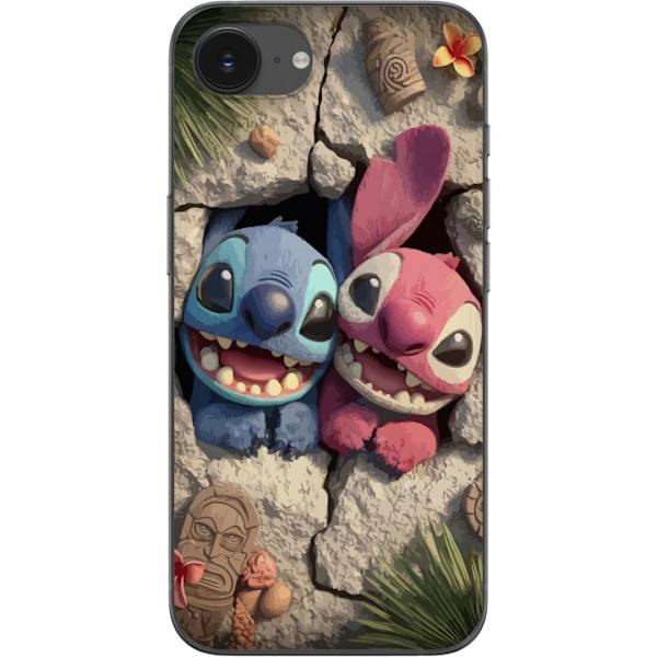 Apple iPhone 16e Gennemsigtig cover Stitch Angel Lilo & Stitch Motiv Disney Kærlighed Tegneseriekarakter Populær Blå Alien Sjov Disney-film