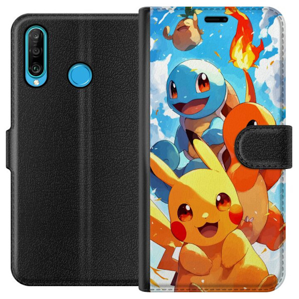 Huawei P30 lite Lompakkokotelo Pocket Creatures - innoittanut