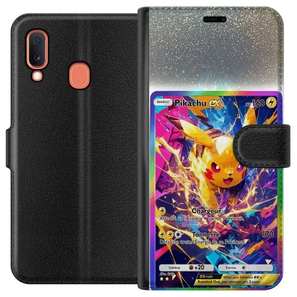 Kompatibel Tegnebogsetui til Samsung Galaxy A20e Pikachu gul