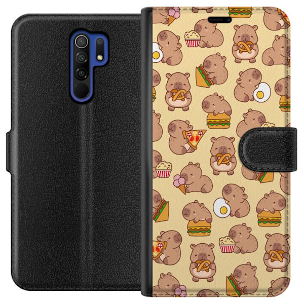Xiaomi Redmi 9 Plånboksfodral Kawaii capybara mobilskal med f