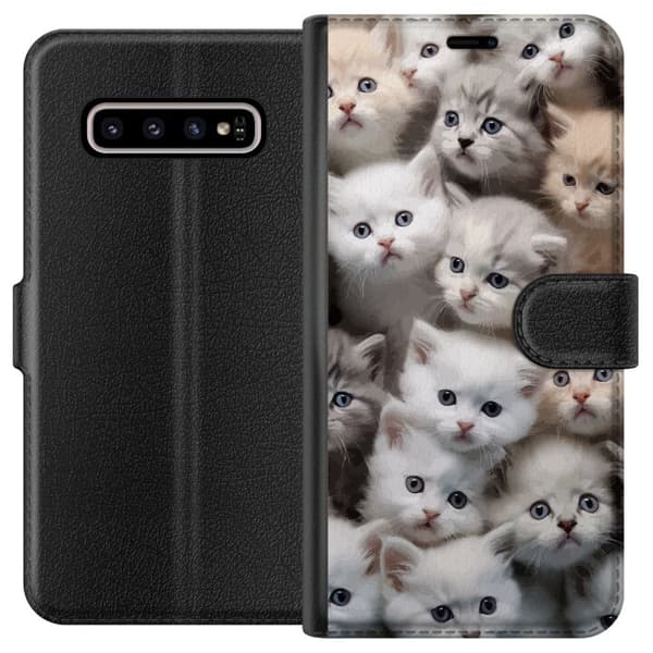 Kompatibelt Lommeboketui til Samsung Galaxy S10+ Katter