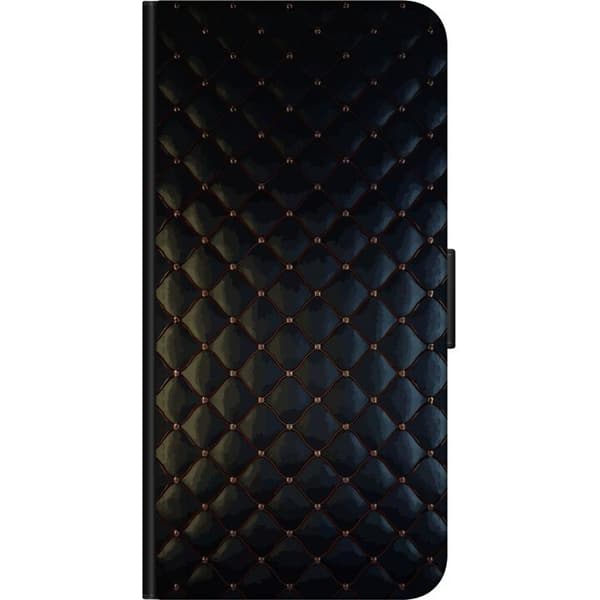 Kompatibel Tegnebogsetui til OnePlus 9 Pro Mørkt geometrisk bølgemønster med små glitrende krystaldetaljer sort