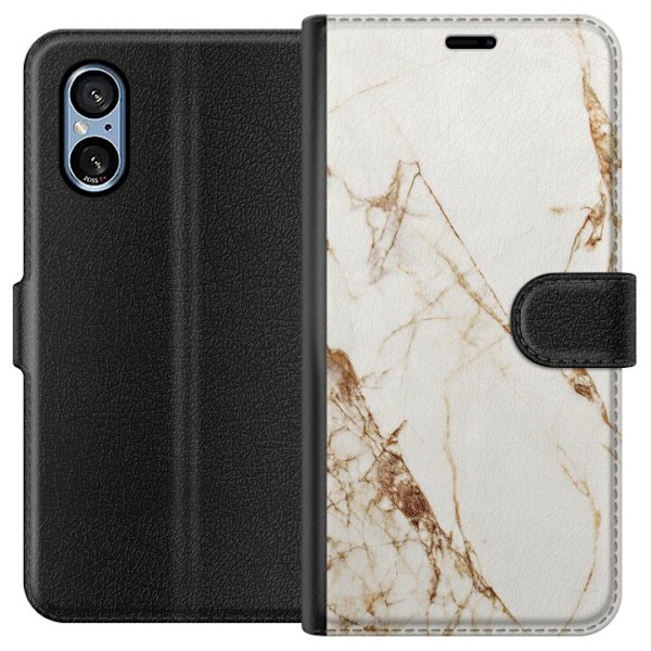 Sony Xperia 10 VI Lompakkokotelo Valkoinen marmori