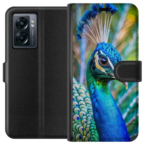OnePlus Nord N300 Plånboksfodral Påfågel Fjädrar Färgstark Design Fågelmotiv Exotiskt Grafiskt Motiv Natur Lyxig Dekoration