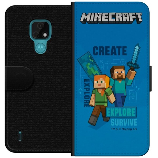 Motorola Moto E7 Plånboksfodral Minecraft Caves