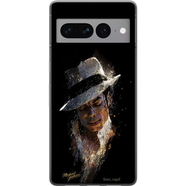 Kompatibelt Mobildeksel til Google Pixel 7 Pro Kunstnerisk portrett av mann med hvit hatt og glitrende detaljer svart