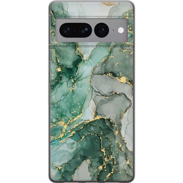 Kompatibelt Mobildeksel til Google Pixel 7 Pro grön marmor guld