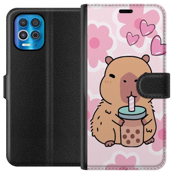 Motorola Edge S Lompakkokotelo Kawaii Capybara Sydän Anime-ty