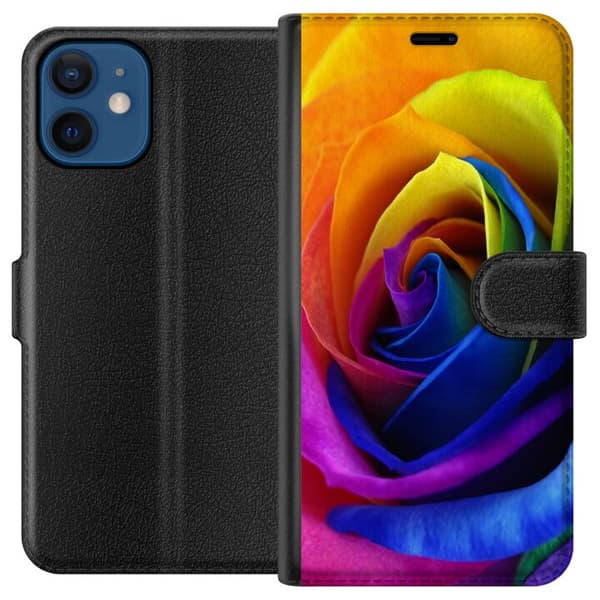 Kompatibelt Plånboksfodral till Apple iPhone 12 mini Rainbow Rose