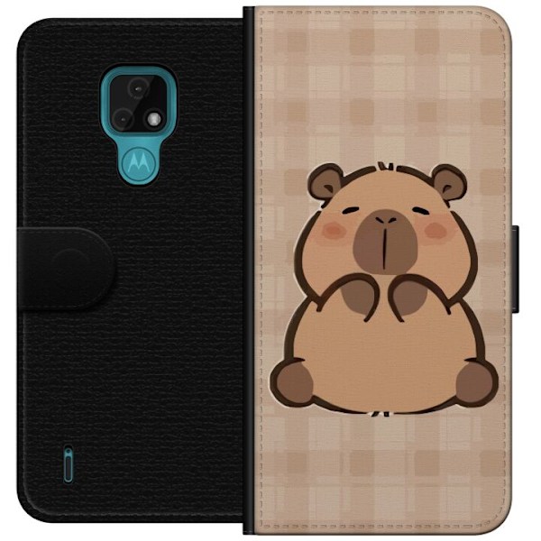 Motorola Moto E7 Lompakkokotelo Mobilskal kawaii capybara flera figurer japansk stil