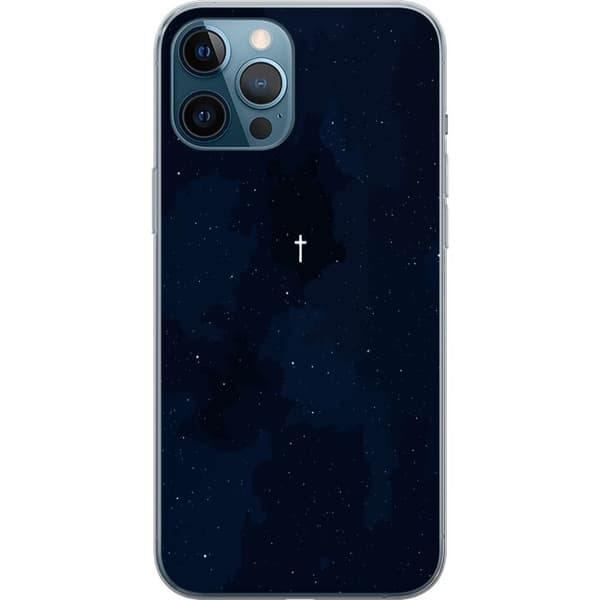 Kompatibelt Mobilskal till Apple iPhone 12 Pro Max Vitt kors på stjärnhimmel blå