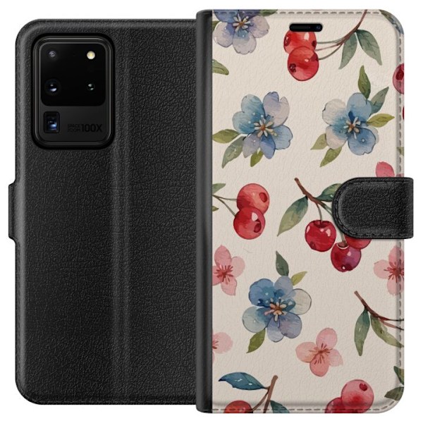 Samsung Galaxy S20 Ultra Lommeboketui Bær & Blomster - mønst