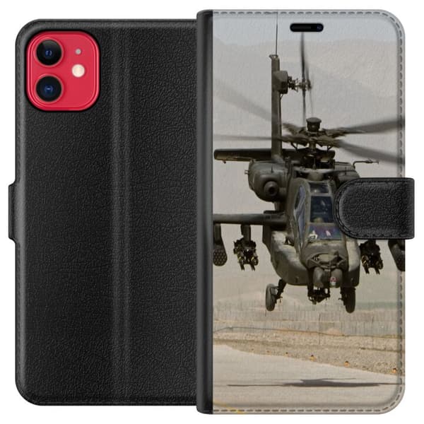 Yhteensopiva Lompakkokotelo Apple iPhone 11 AH-64 Apache Attack Helicopter