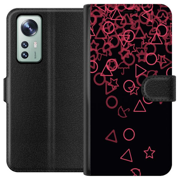 Xiaomi 12 Tegnebogsetui Squid Game Ikoner Serie Design Populært TV Spil Ikoner Grafisk Motiv Asiatisk Trend Dramaserie