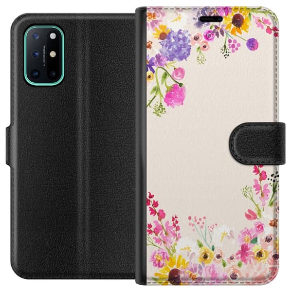 Kompatibel Tegnebogsetui til OnePlus 8T Blommig akvarellram