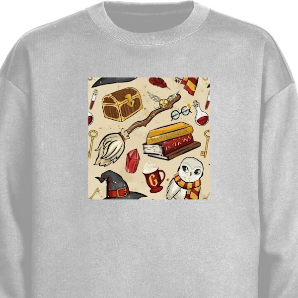 Sweatshirt til Voksne | Klassisk Collegebluse Harry Potter grå M