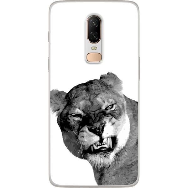 OnePlus 6 Genomskinligt Skal Lejon Konst Artistiskt Djurmotiv Afrikanskt Stil Djungel Känsla Grafiskt Motiv Hemdekor Djurtema