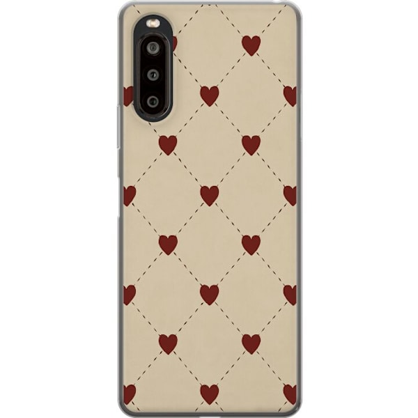 Sony Xperia 10 II Läpinäkyvä kuori Sydänverkko
